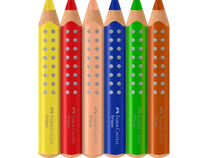 Faber Castell Grippy XXL Lápices de colores, Colores surtidos, 6 unidades Faber Castell Grippy XXL Lápices de colores, Colores surtidos, 6 unidades
