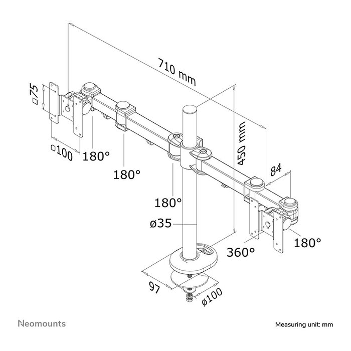 Newstar Neomounts Soporte de Mesa para Dos Monitores Planos hasta 27" (69 cm) 8 kg, Ref. FPMA-D960DG Newstar Neomounts Soporte de Mesa para Dos Monitores Planos hasta 27" (69 cm) 8 kg, Ref. FPMA-D960DG