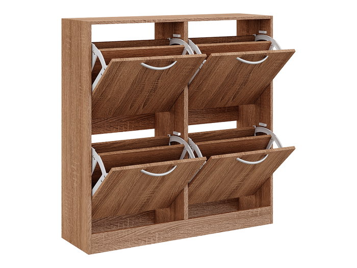 Giftdecor Zapatero de Madera 2 Pisos 4 Puertas, Armario de Zapatos 80 x 82 x 24 cm Color Natural