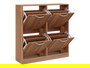 Giftdecor Zapatero de Madera 2 Pisos 4 Puertas, Armario de Zapatos 80 x 82 x 24 cm Color Natural
