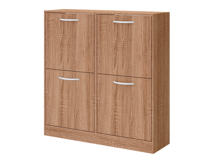 Giftdecor Zapatero de Madera 2 Pisos 4 Puertas, Armario de Zapatos 80 x 82 x 24 cm Color Natural