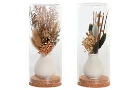 DKD Home Decor Decoración Flor Seca Cristal 8,5x8,5x20 Surtido de 2