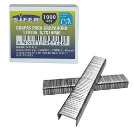 SIFER Grapas para Grapadora 17105-17110 07x14mm Caja 1000 Pzas