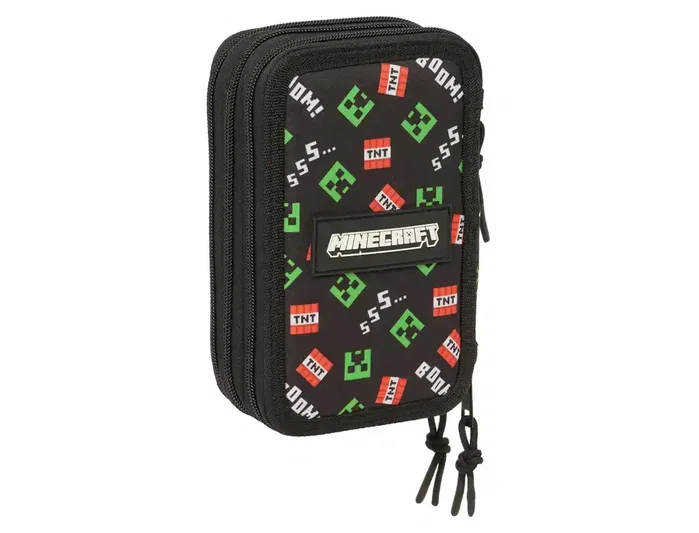 Safta Estuche Escolar Minecraft Triple Cremallera 37 Piezas