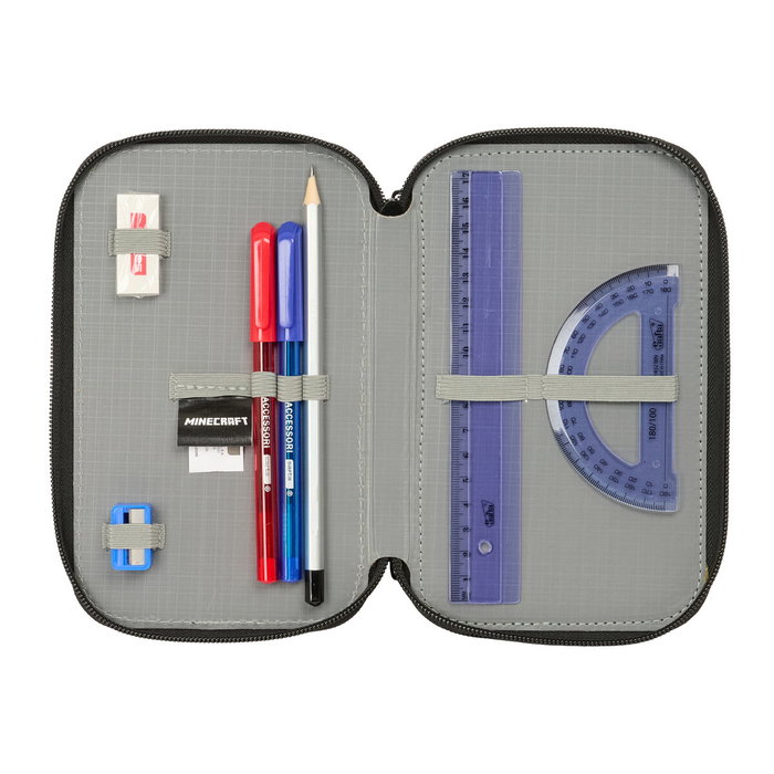 Safta Estuche Escolar Minecraft Triple Cremallera 37 Piezas