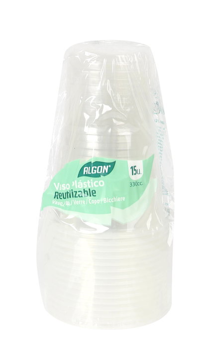 Algon Set 15 Vasos Transparentes 330 cc (24 Unidades)