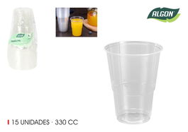 Algon Set 15 Vasos Transparentes 330 cc (24 Unidades)