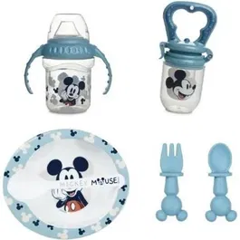 Thermobaby THE3023190132785 Pack Comida Mickey 1ª Edad: Mordisqueador, Bol, Vaso con Asa y 2 Cucharas