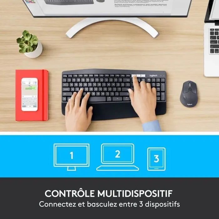 Logitech MK850 Juego de Teclado y Mouse Inalámbricos de Rendimiento y Comodidad Óptima