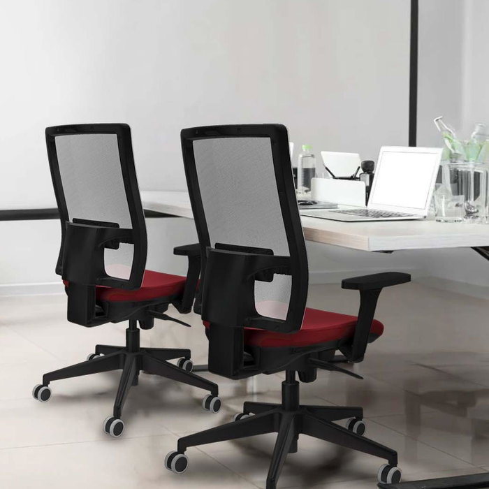 PIQUERAS Y CRESPO Silla de oficina Horna con mecanismo Sincro, Similpiel Crema y Malla Gris