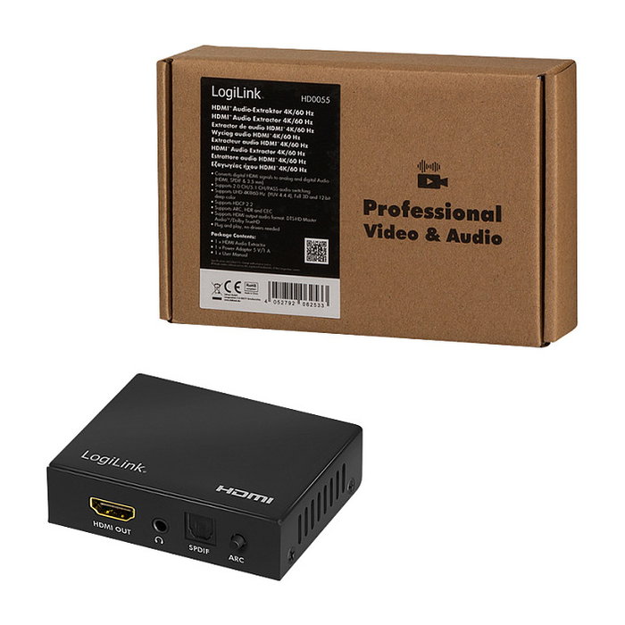 LogiLink Extractor de Audio HDMI 4K/60Hz SPDIF 2CH/5.1CH Negro