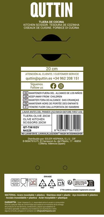 Quttin Tijera Descap. Sybarite 20 cm (16 Unidades)