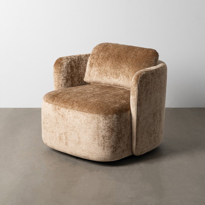 Sillón Giratorio Beige Tejido Salón 87 X 85 X 66 cm Sillón Giratorio Beige Tejido Salón 87 X 85 X 66 cm