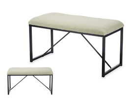 Giftdecor Banco Borreguito Verde Metal y Tela 81 x 42 x 38 cm