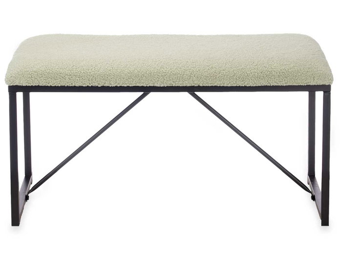 Giftdecor Banco Borreguito Verde Metal y Tela 81 x 42 x 38 cm