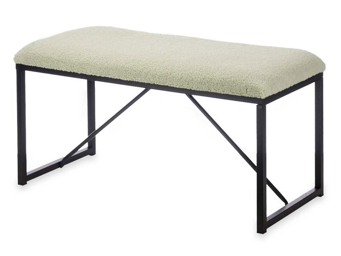 Giftdecor Banco Borreguito Verde Metal y Tela 81 x 42 x 38 cm