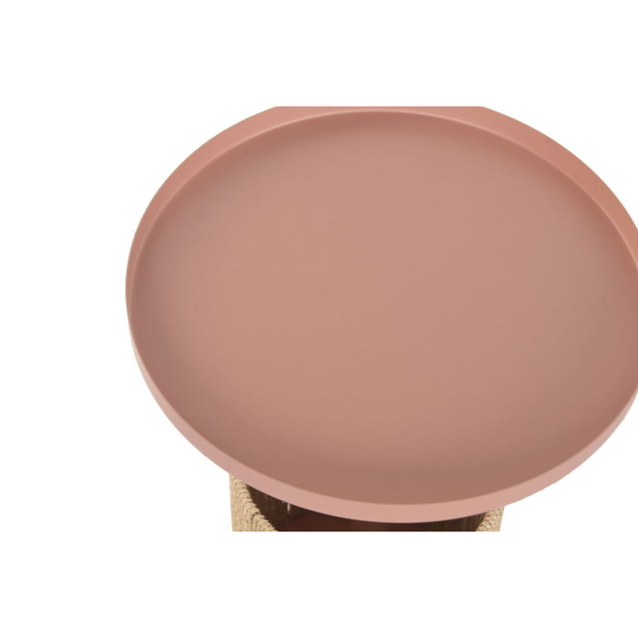 DKD Home Decor Mesita Auxiliar de Hierro y Fibra Natural