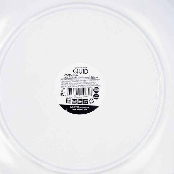 Plato Llano Melamina Acuarela Quid 25 cm (24 Unidades)