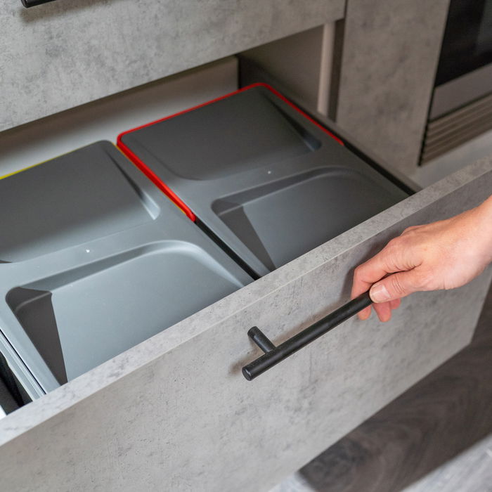 Emuca Lote de 10 tiradores para mueble Orlando, L252mm, intereje 192mm, Acero, Pintado negro