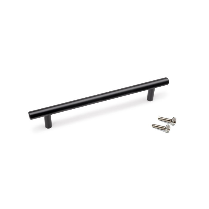 Emuca Lote de 10 tiradores para mueble Orlando, L252mm, intereje 192mm, Acero, Pintado negro