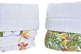 DKD Home Decor Cesta Tropical Tropic Garden Multicolor Blanco Algodón 16 x 10 x 16 cm (4 Unidades)