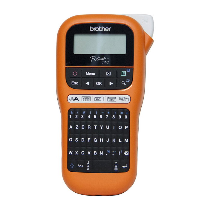 Brother PT-E110 Etiquetadora Portátil, Transferencia Térmica, QWERTY, Negro y Naranja, Incluye Cartucho, 9 Estilos de Fuente, 20 Idiomas, Hasta 12 mm de Ancho de Etiqueta