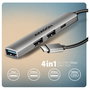 Axagon HUE-STC Hub USB con 4 puertos y carcasa de aluminio gris