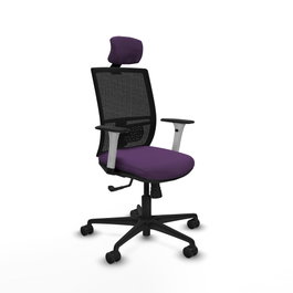 PIQUERAS Y CRESPO Silla de oficina Yunquera con mecanismo Sincro, Morado y Negro