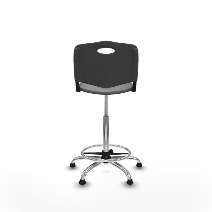 Taburete Robledo con mecanismo Giratorio de PVC color Gris oscuro. Equipado con Base cromada, Sin brazosy Topes