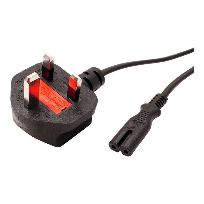 VALUE Cable de alimentación BS 1363 a IEC 320 C7, 1,8 m, negro