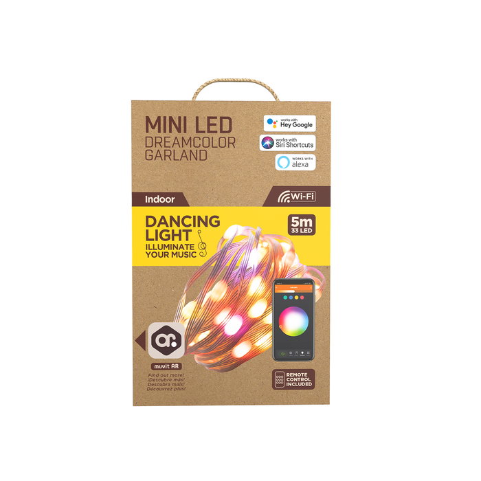 Muvit Guirnalda Luces Inteligente Wifi Dreamcolor 5m Controlable por App y Voz para Hogar y Jardín