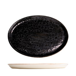 SUMMA Fuente Oval MOON BROWN 34x24 cm, Fuente de Porcelana Vitrificada en Color Marrón para Vajilla (Set de 6)