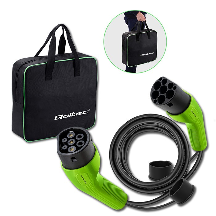 Qoltec Cable EV Tipo 2 de 5m, 11kW, 16A