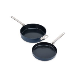 Joseph Joseph Space Fold Set de 2 sartenes azules con mangos plegables