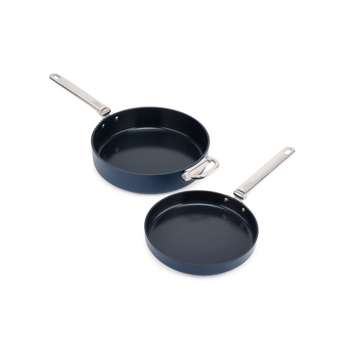 Joseph Joseph Space Fold Set de 2 sartenes azules con mangos plegables Joseph Joseph Space Fold Set de 2 sartenes azules con mangos plegables