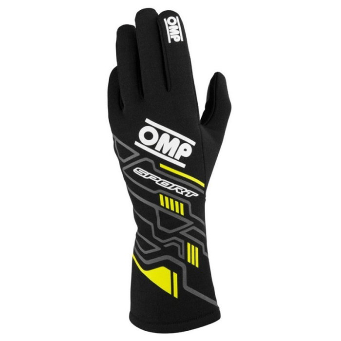 Omp OMPIB0-0777-B01-178-XS Guantes Deportivos Ignífugos FIA 8856-2018 Negro/Amarillo Fluo Talla XS