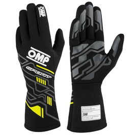 Omp OMPIB0-0777-B01-178-XS Guantes Deportivos Ignífugos FIA 8856-2018 Negro/Amarillo Fluo Talla XS
