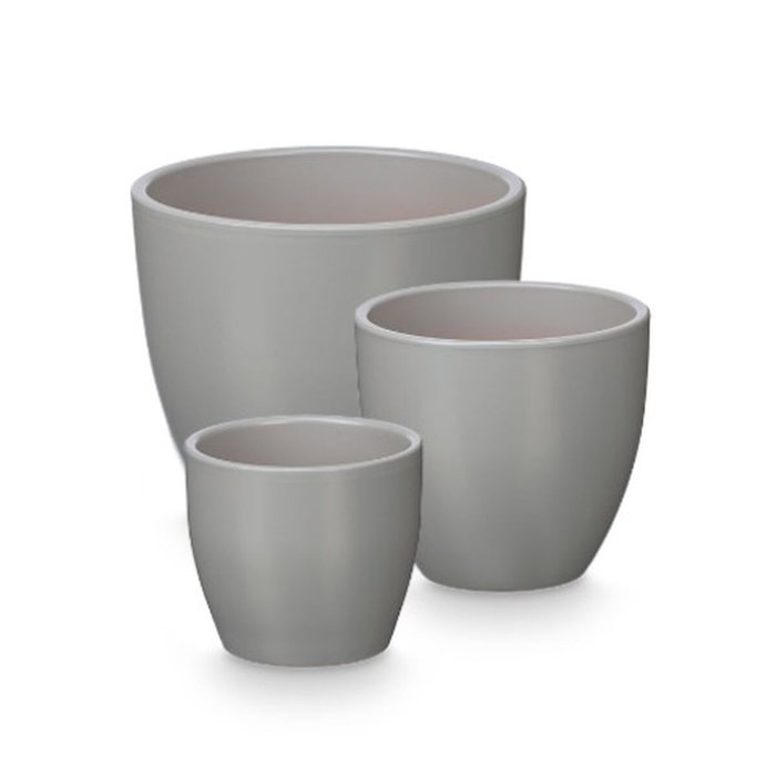 Ibergarden Set de 3 Macetas Abombadas Gris Mate Ibergarden Set de 3 Macetas Abombadas Gris Mate