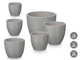 Ibergarden Set 3 Macetas Abombada 14 cm, 17 cm, 22 cm Gris Mate