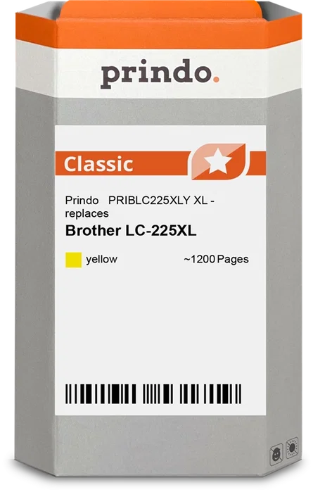 Prindo Classic XL Cartucho de Tinta Amarillo Compatible con Brother LC225XLY (1.200 Páginas) Prindo Classic XL Cartucho de Tinta Amarillo Compatible con Brother LC225XLY (1.200 Páginas)