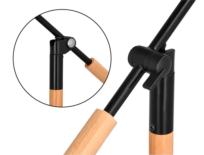 Q-Connect Lámpara de Escritorio Deneb Metálica con Detalles de Madera y Brazo Articulado de 2 Puntos, Interruptor, Color Negro