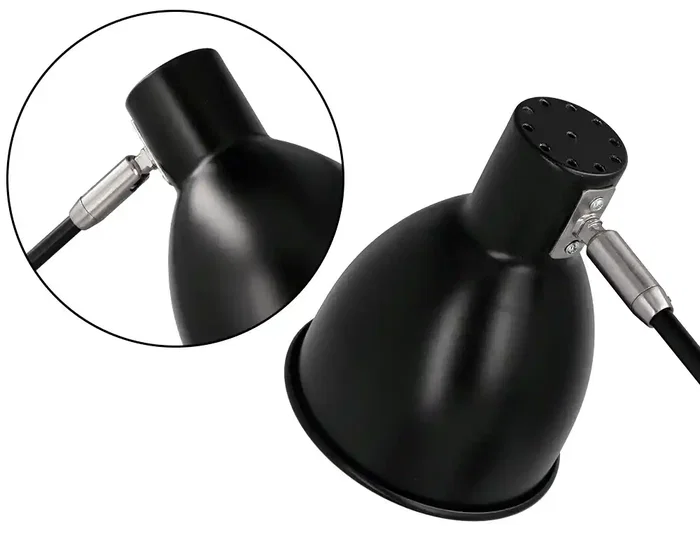 Q-Connect Lámpara de Escritorio Deneb Metálica con Detalles de Madera y Brazo Articulado de 2 Puntos, Interruptor, Color Negro