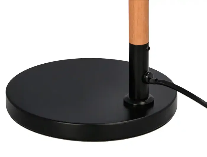 Q-Connect Lámpara de Escritorio Deneb Metálica con Detalles de Madera y Brazo Articulado de 2 Puntos, Interruptor, Color Negro