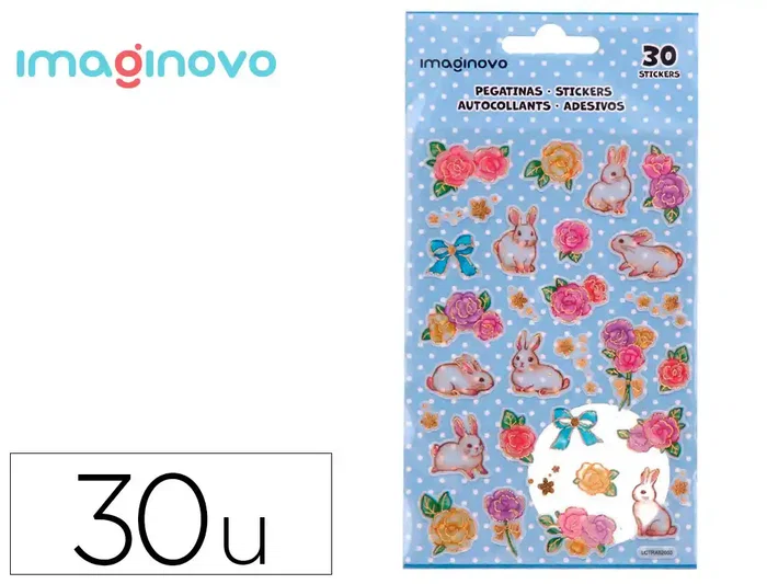 Imaginovo Pegatinas Flores y Conejos Papel 190x104 mm Blister Imaginovo Pegatinas Flores y Conejos Papel 190x104 mm Blister