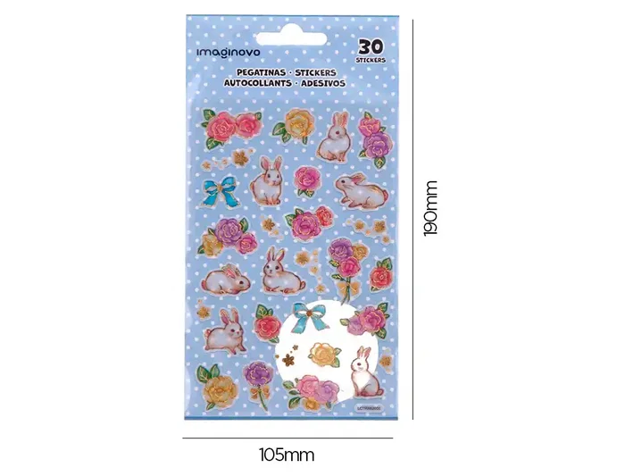 Imaginovo Pegatinas Flores y Conejos Papel 190x104 mm Blister Imaginovo Pegatinas Flores y Conejos Papel 190x104 mm Blister
