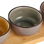 Day Juego De 4 Bols Con Base Madera Day Cuencos Gres Gris Clara Interior Colores Intensos