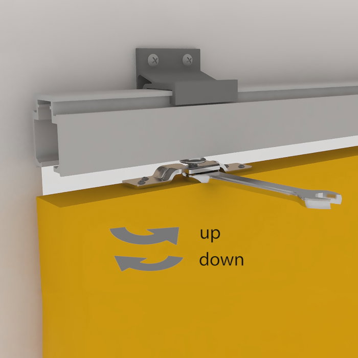 Emuca Kit de sistema corredero Railway para puertas de madera con cierre suave, 80kg, Aluminio Anodizado mate