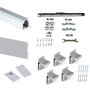 Emuca Kit de sistema corredero Railway para puertas de madera con cierre suave, 80kg, Aluminio Anodizado mate