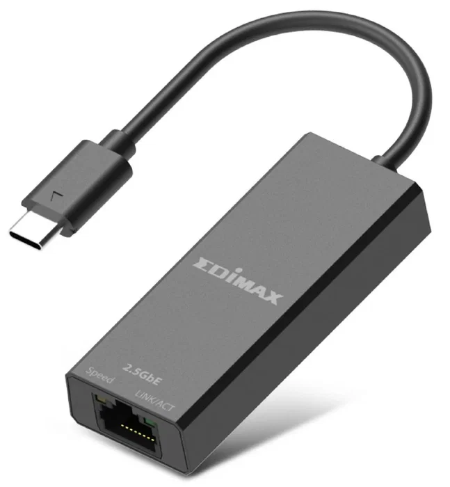 Edimax EU-4307 V2 Adaptador de Red USB-C a Ethernet Gigabit 2.5G, 2500 Mbps, Plug and Play, Compatible con PC y Mac, Negro