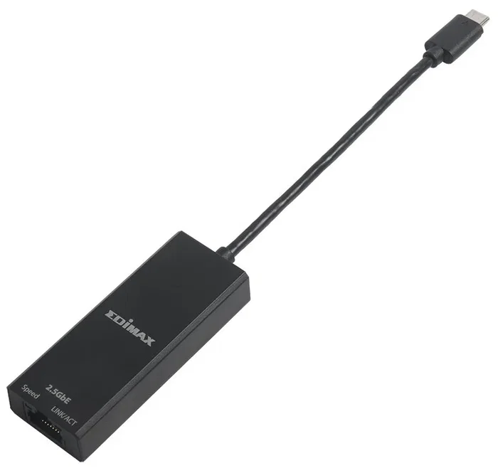 Edimax EU-4307 V2 Adaptador de Red USB-C a Ethernet Gigabit 2.5G, 2500 Mbps, Plug and Play, Compatible con PC y Mac, Negro